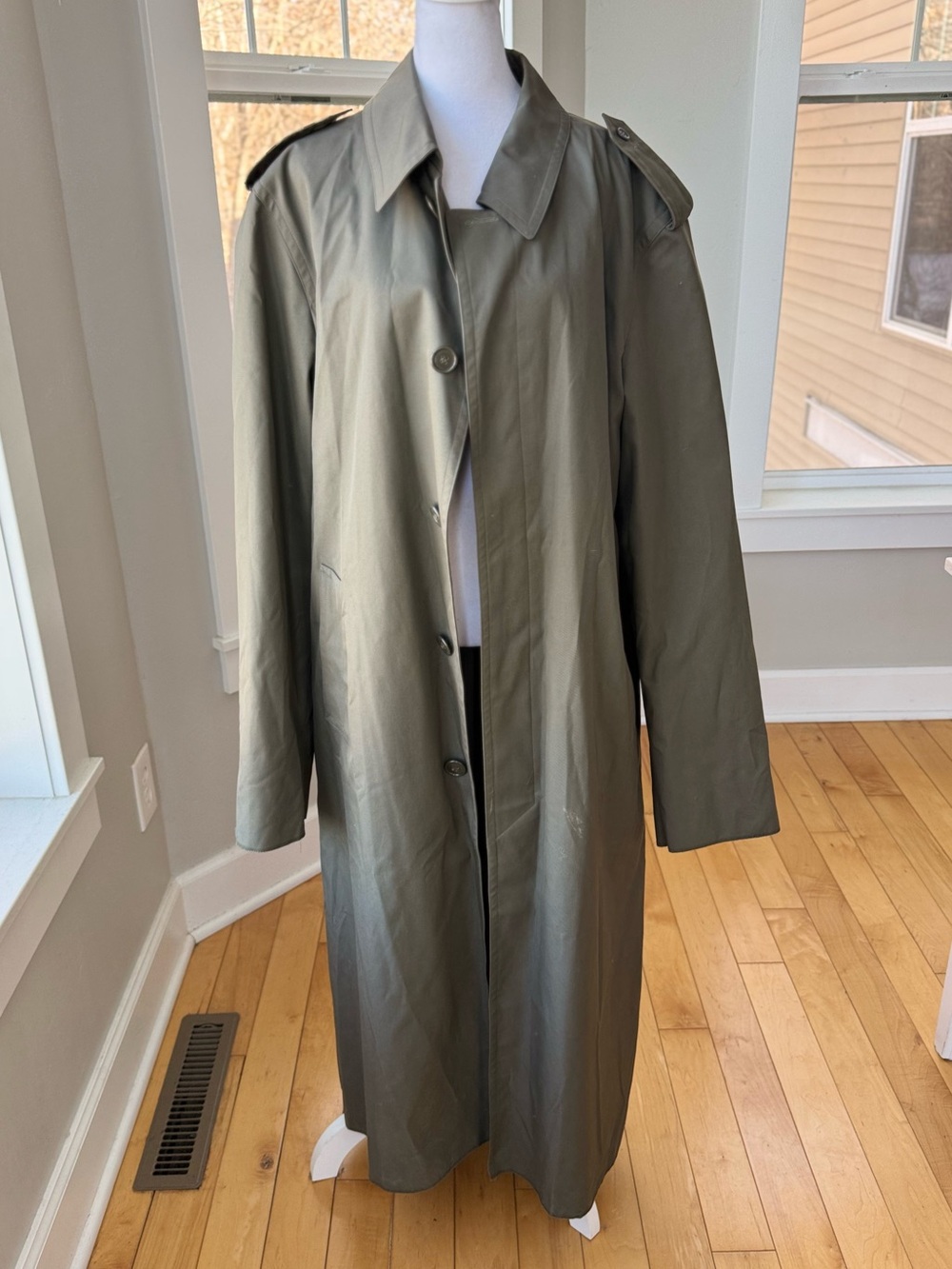 Vintage CB Industries Gray Trench Coat Made in France Deadstock Sz XL